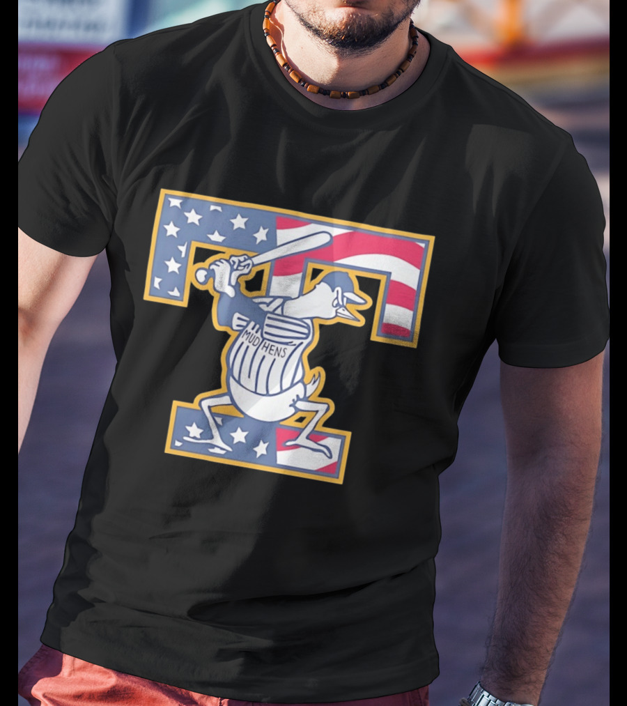 Toledo Mud Hens Muddy Stars And Stripes American Baseball T-Shirt