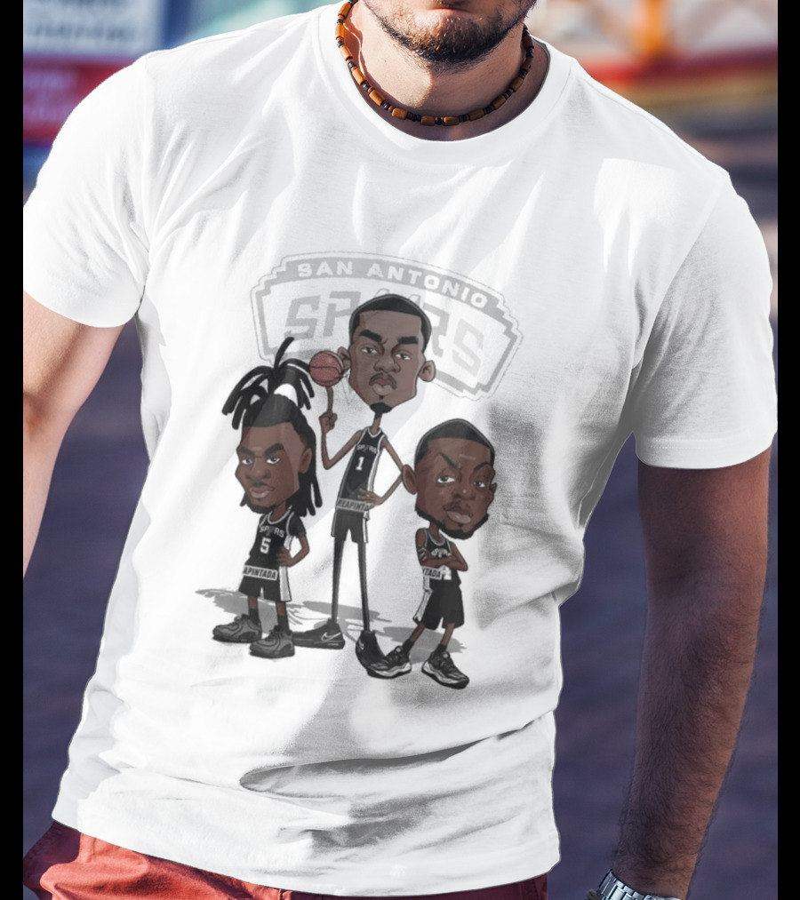 Victor Wembanyama Stephon Castle De'Aaron Fox San Antonio Spurs NBA Caricature T-Shirt
