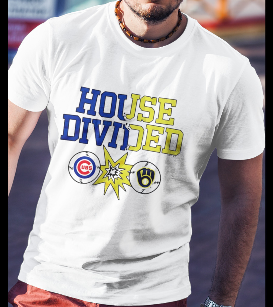 Chicago Cubs Vs Milwaukee Brewers Rivalry House Divided Fan Gear T-Shirt