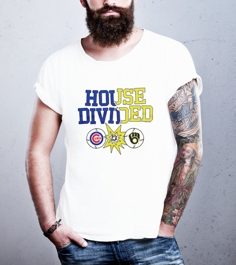 Chicago Cubs Vs Milwaukee Brewers Rivalry House Divided Fan Gear T-Shirt
