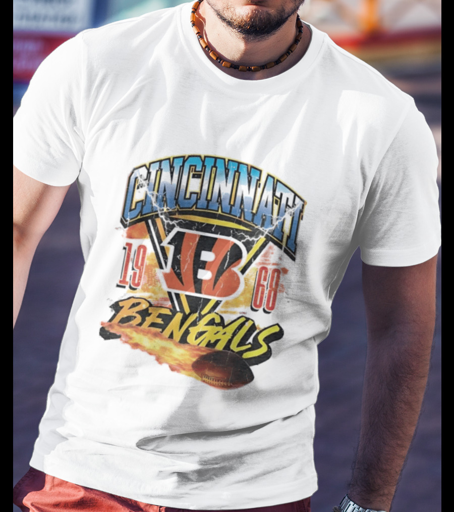 Cincinnati Bengals 1968 Flaming Football Vintage NFL T-Shirt