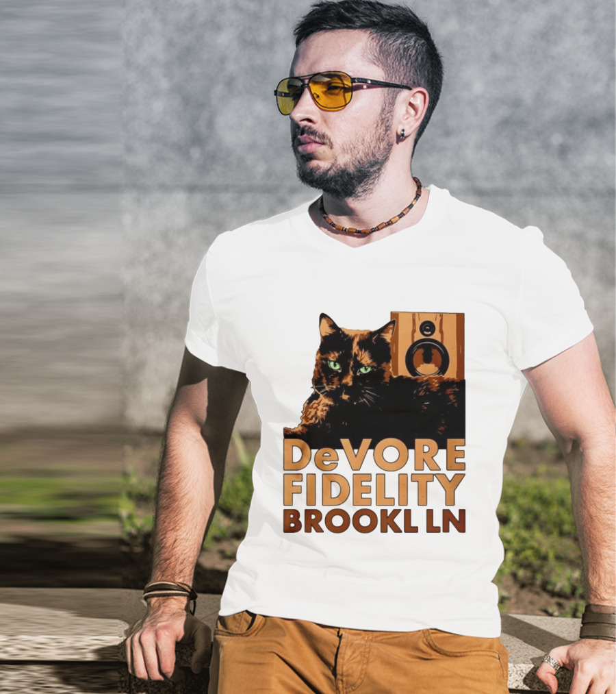 DeVore Fidelity Brooklyn Cat Speaker T-Shirt