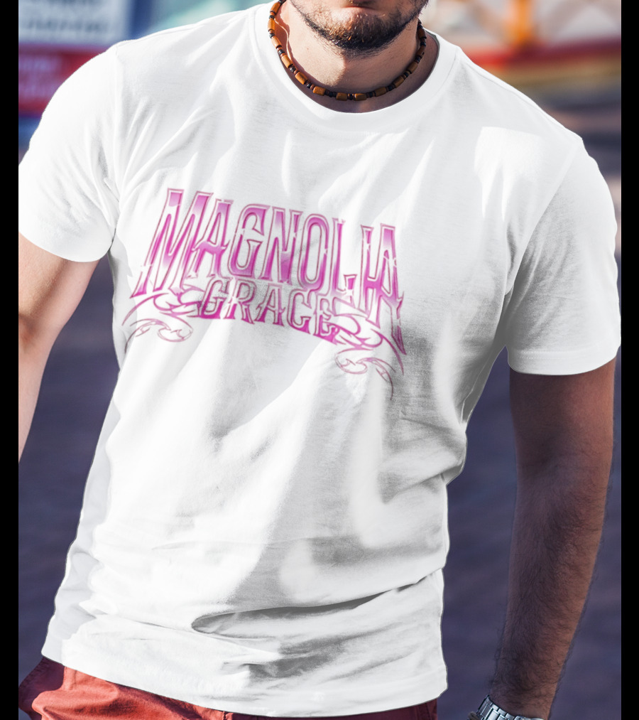 Magnolia Grace Bold Pink Lettering Tattoo T-Shirt