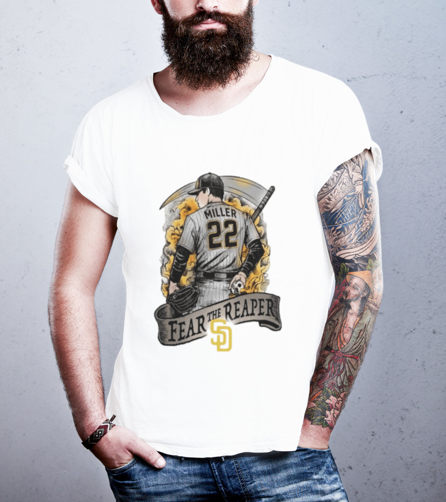 Mason Miller 22 Fear The Reaper San Diego Padres MLB T-Shirt