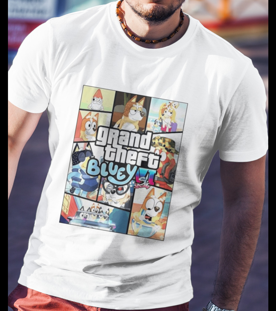 Grand Theft Bluey Funny Cartoon T-Shirt