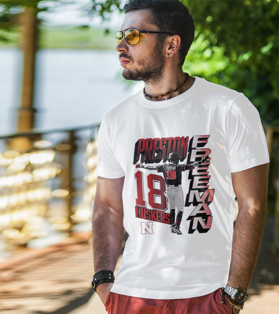 Preston Freeman 18 Huskers Nebraska Football Player T-Shirt