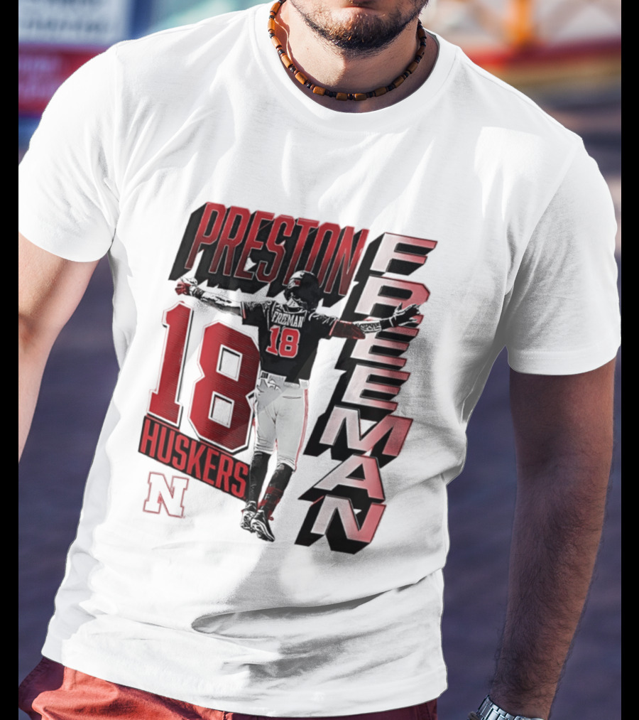 Preston Freeman 18 Huskers Nebraska Football Player T-Shirt