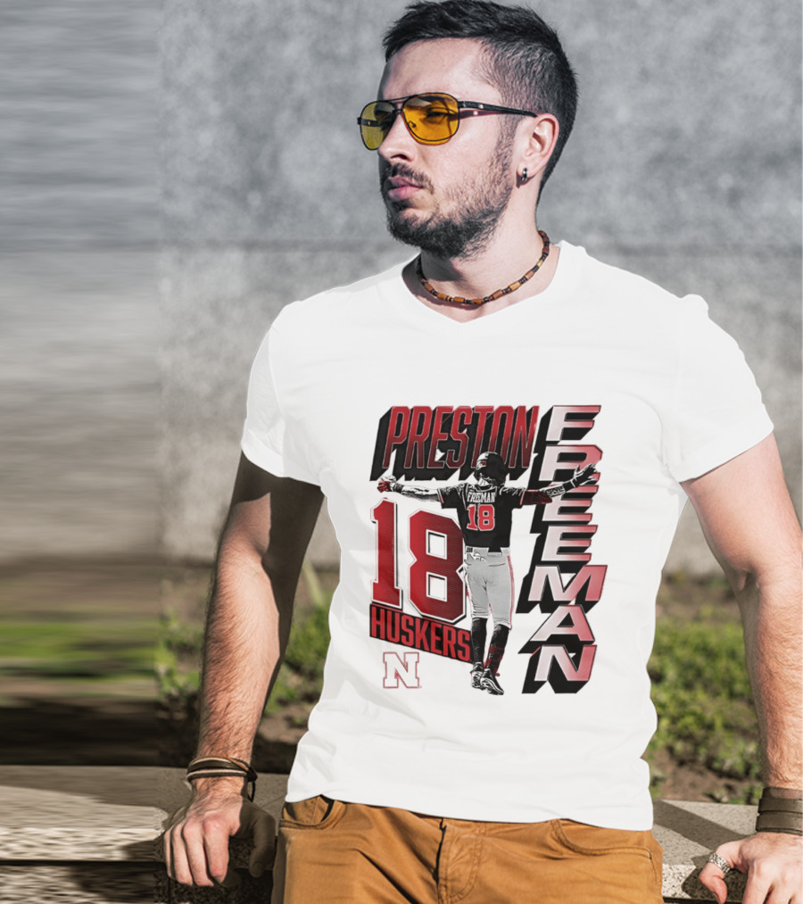 Preston Freeman 18 Huskers Nebraska Football Player T-Shirt