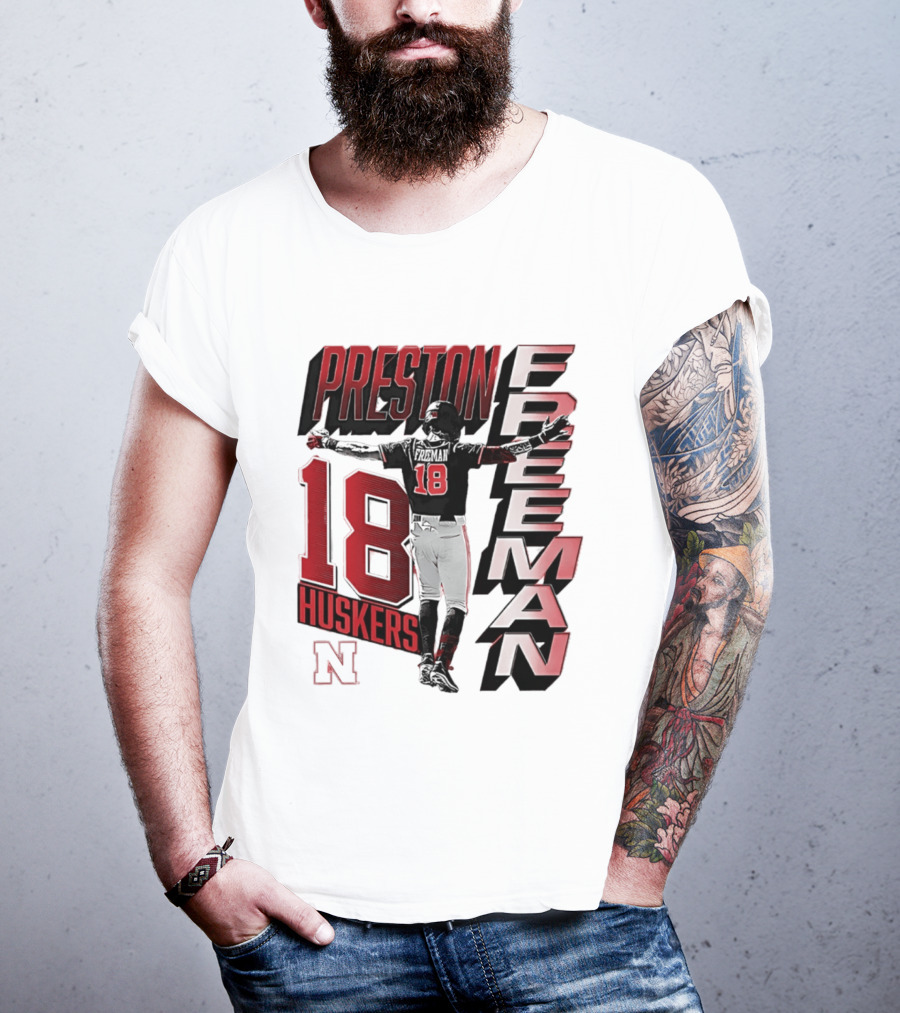Preston Freeman 18 Huskers Nebraska Football Player T-Shirt
