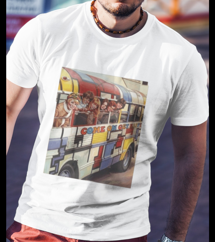 Psychedelic School Bus Come On Get Happy Retro Vibes T-Shirt