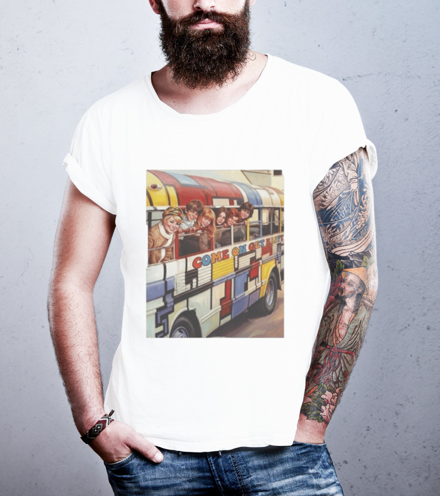 Psychedelic School Bus Come On Get Happy Retro Vibes T-Shirt