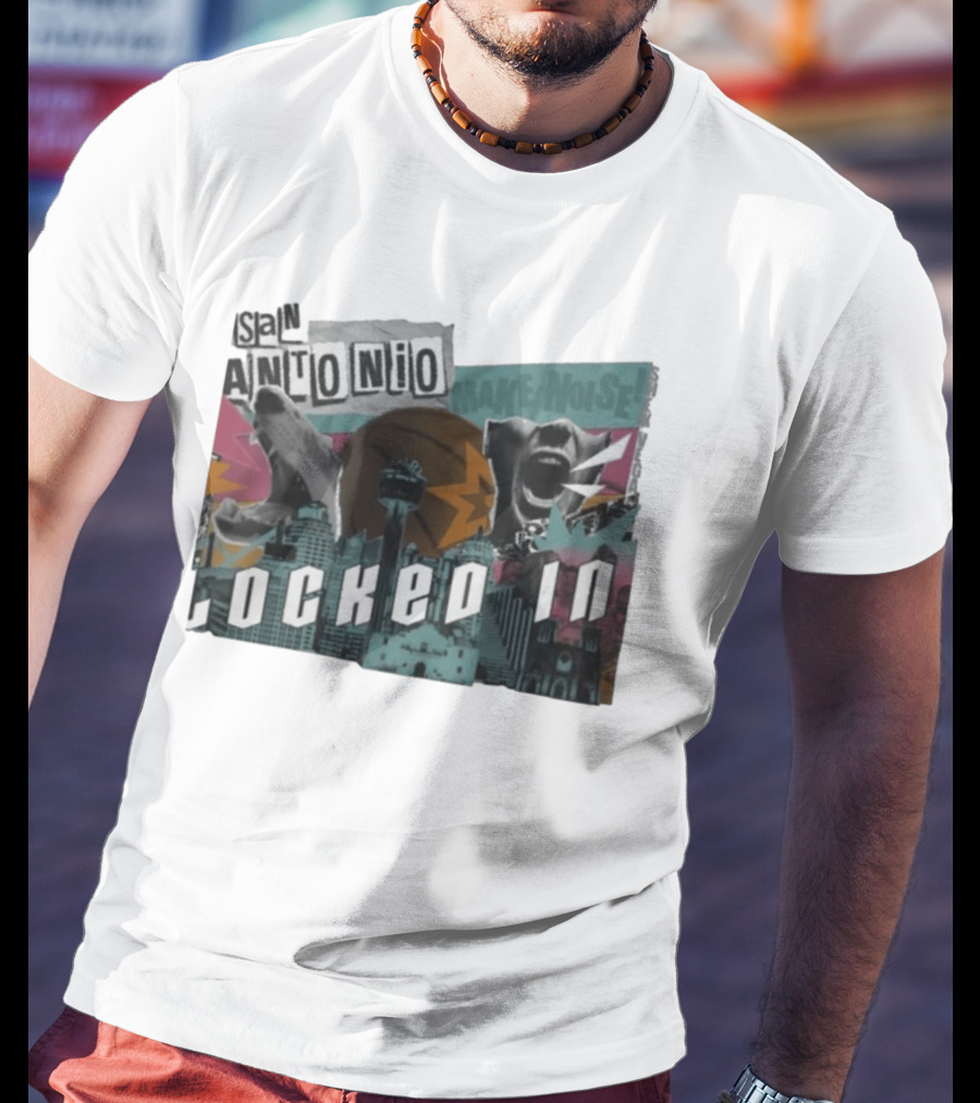 San Antonio Locked In Make Noise Basketball Skyline T-Shirt