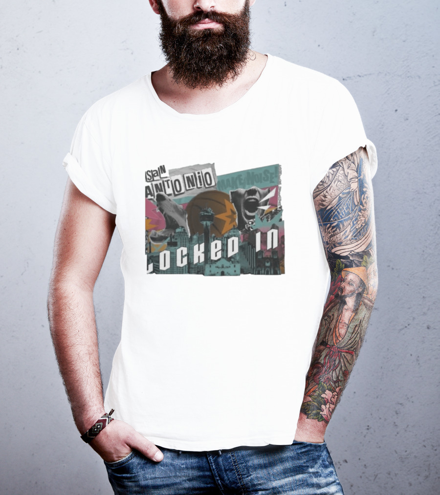 San Antonio Locked In Make Noise Basketball Skyline T-Shirt