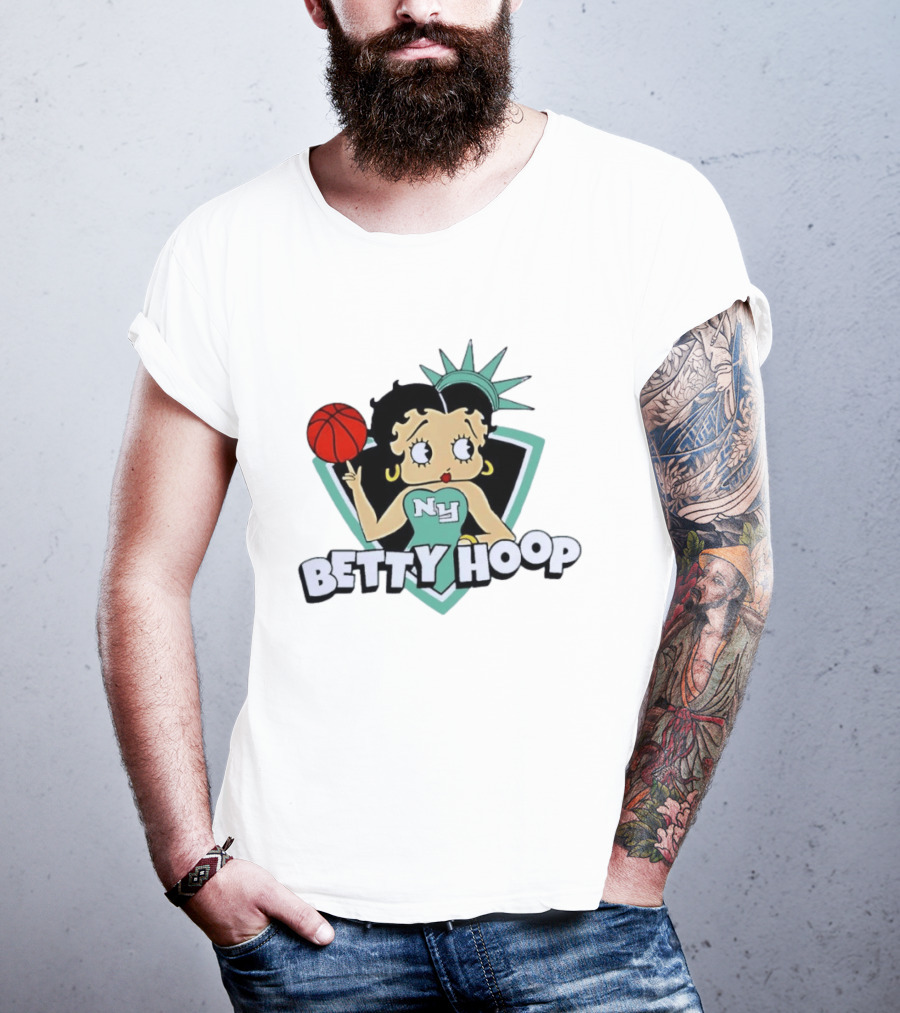 New York Liberty Betty Hoop Basketball Character NY Statue Of Liberty Crown T-Shirt