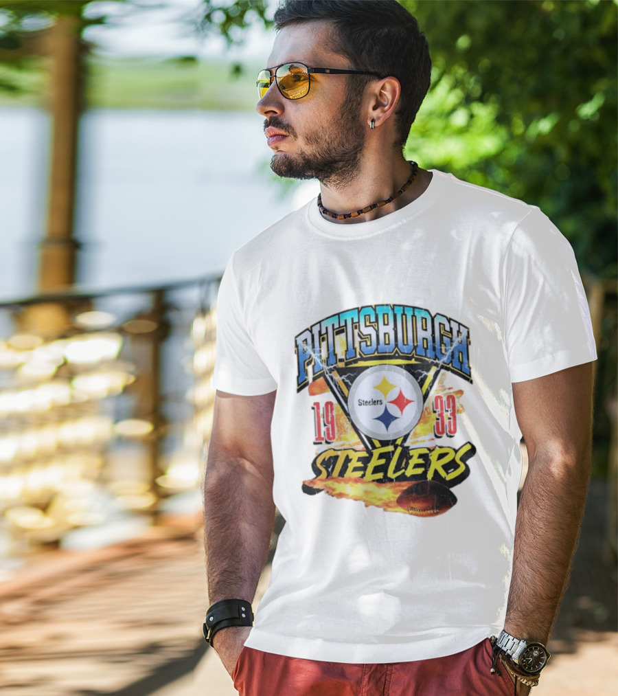 Pittsburgh Steelers 1933 Football Flame T-Shirt