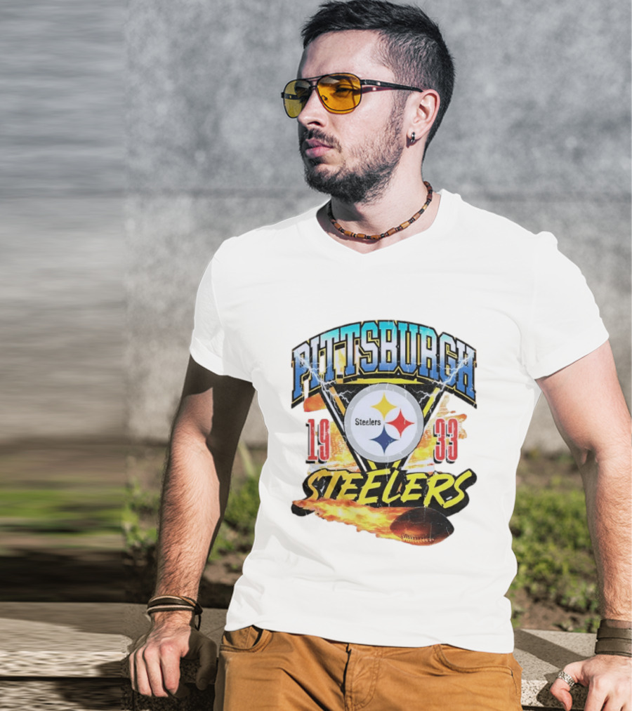 Pittsburgh Steelers 1933 Football Flame T-Shirt