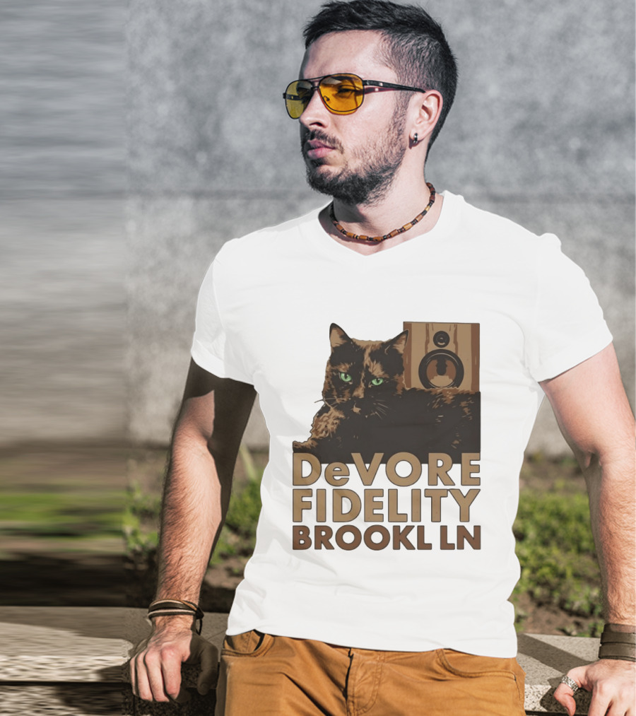 DeVore Fidelity Brooklyn LN Cat Speaker T-Shirt