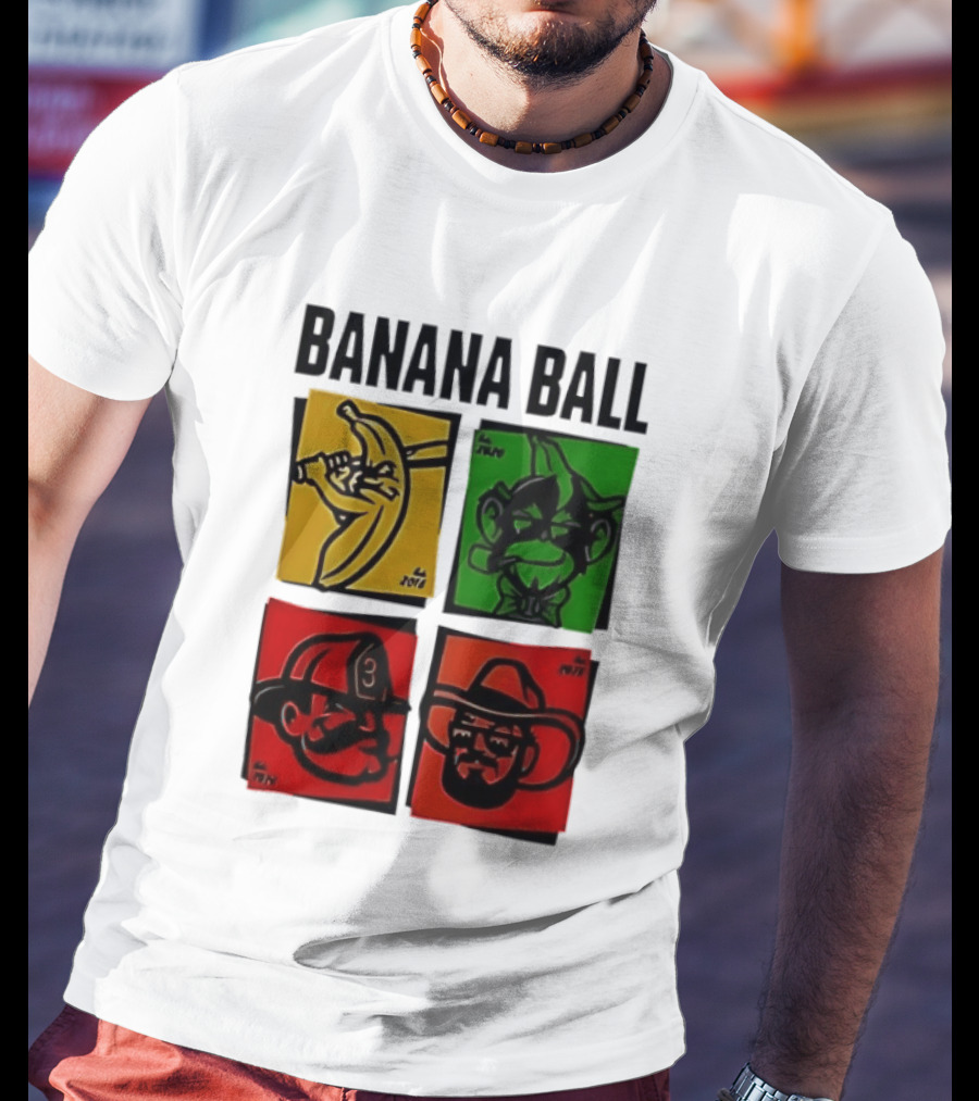 Savannah Bananas Baseball Banana Ball Colorful Character Blocks T-Shirt