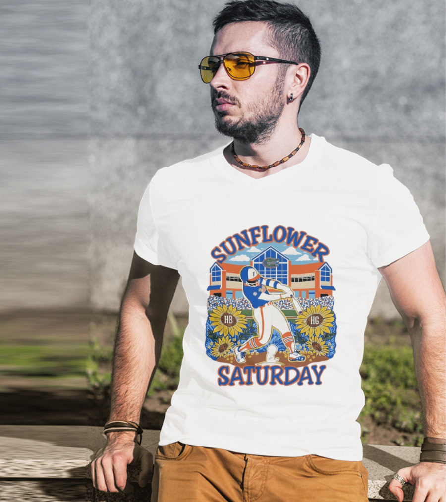 Florida Gators Sunflower Baseball Saturday T-Shirt