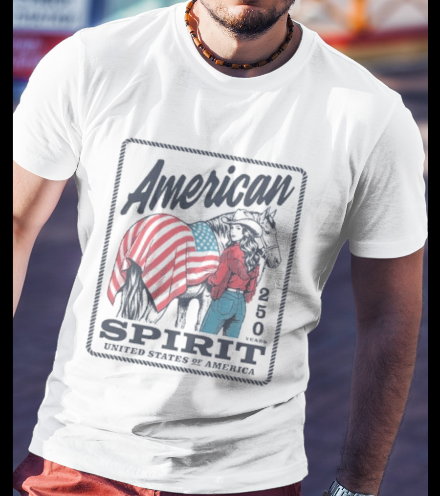 American Spirit 250 United States Of America Horse And Rider With Flag Blanket T-Shirt