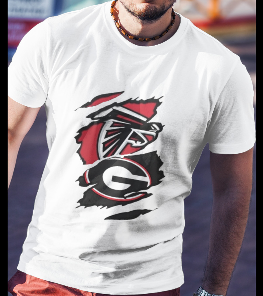 Atlanta Falcons Georgia Bulldogs Sports Team Graphic Rip T-Shirt