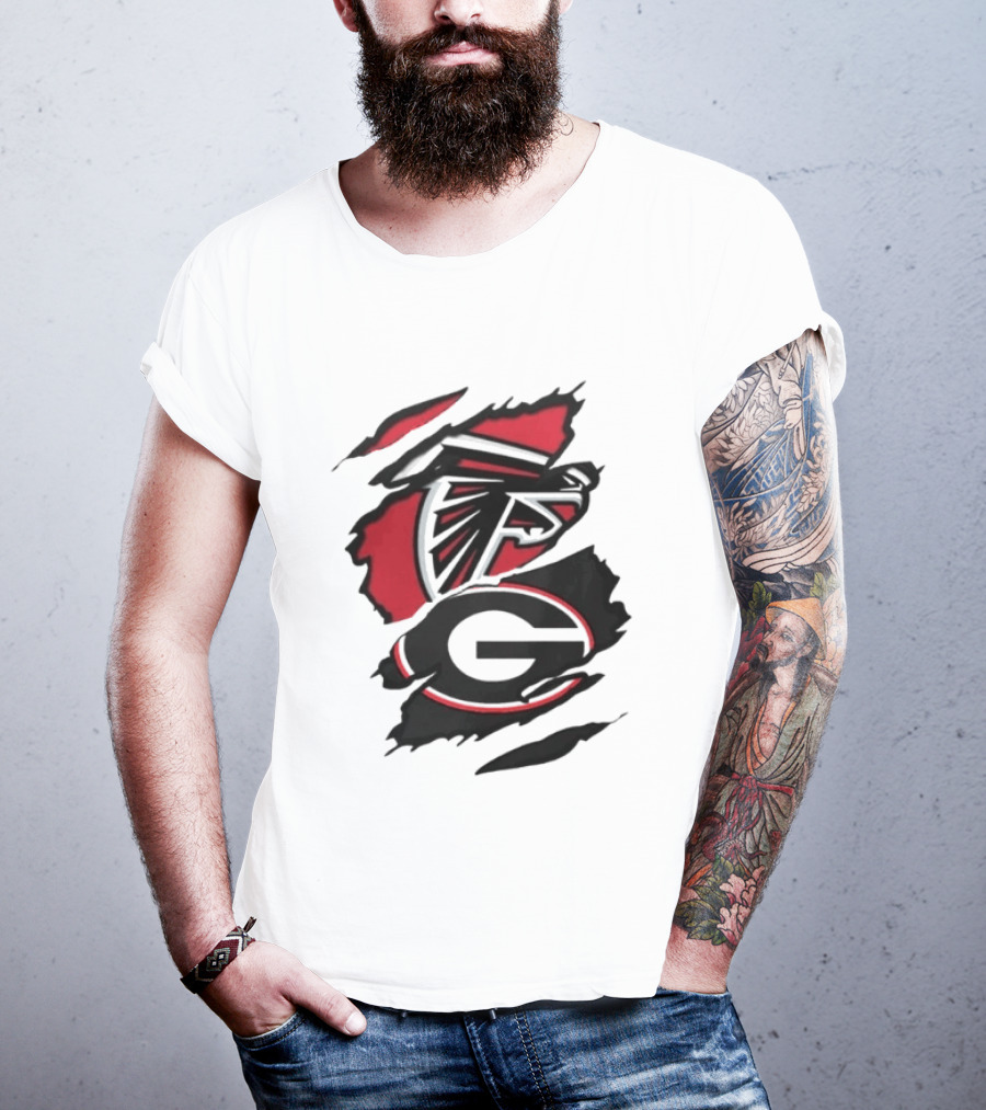 Atlanta Falcons Georgia Bulldogs Sports Team Graphic Rip T-Shirt