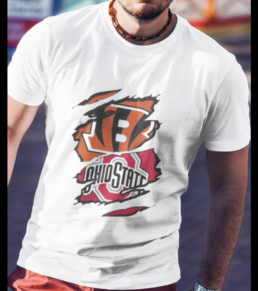 Cincinnati Bengals Ohio State Buckeyes Rip Effect NCAA Collaboration T-Shirt