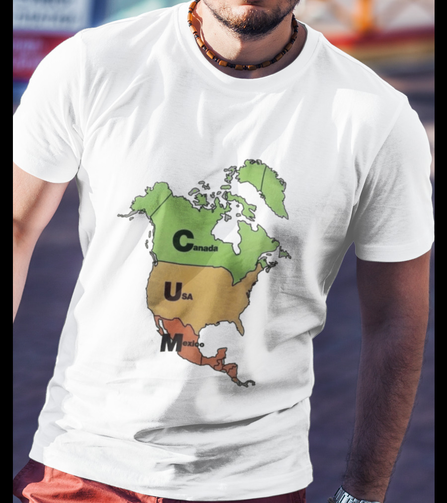 North America Map Canada USA Mexico Geography Continent Country T-Shirt