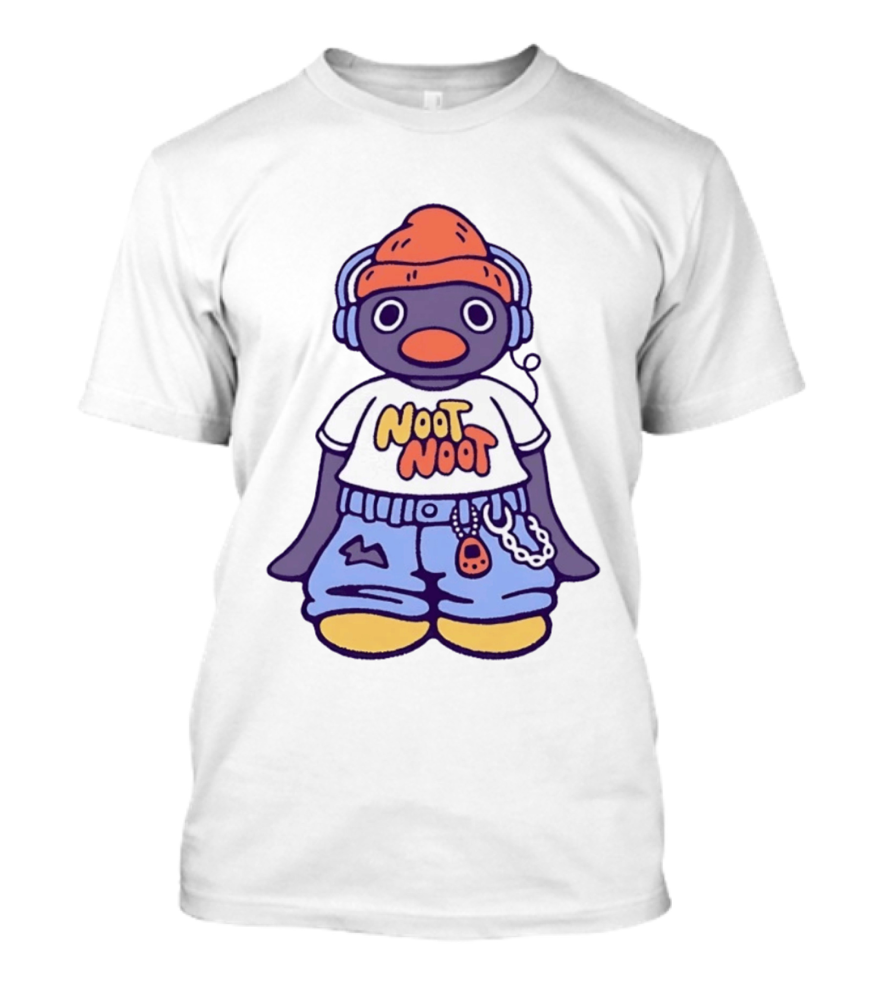 Noot Noot Pingu Penguin With Headphones And Beanie T-Shirt