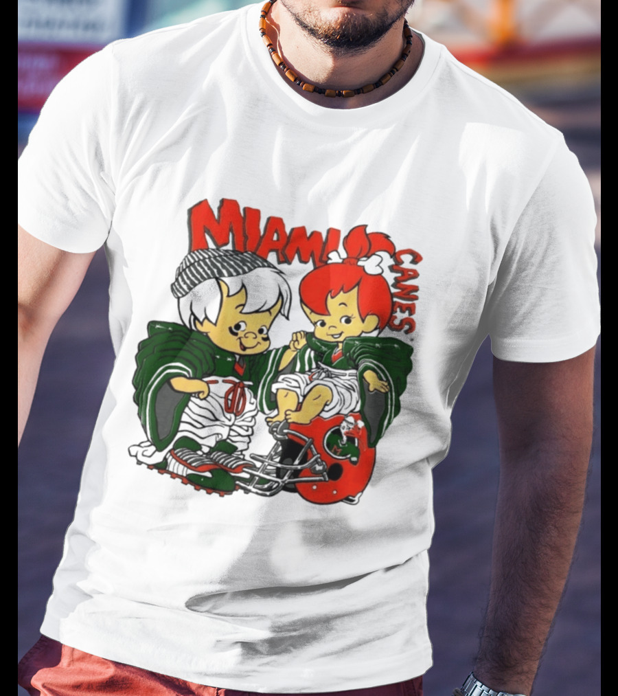 Miami Hurricanes MIAMI CANES Pebbles Bamm Bamm Flintstones NCAA T-Shirt