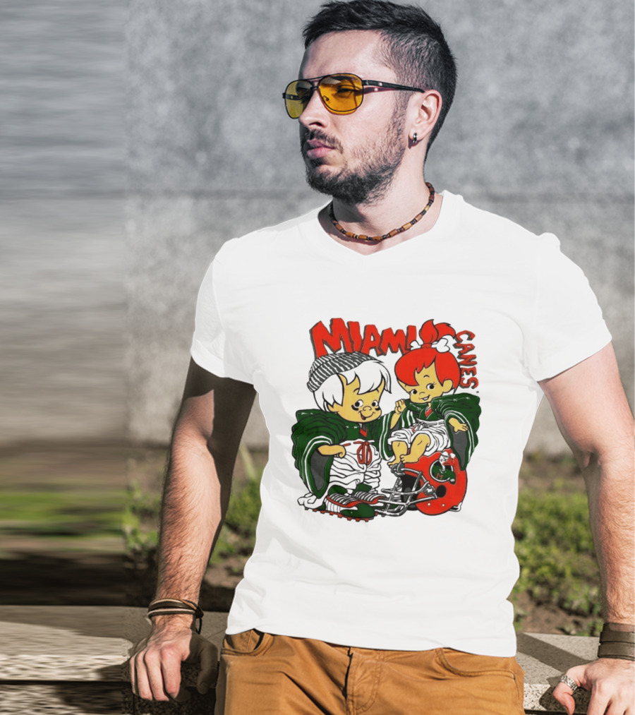 Miami Hurricanes MIAMI CANES Pebbles Bamm Bamm Flintstones NCAA T-Shirt