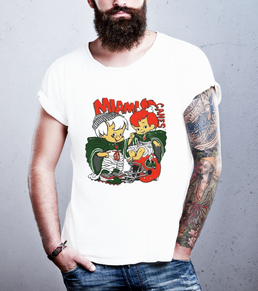 Miami Hurricanes MIAMI CANES Pebbles Bamm Bamm Flintstones NCAA T-Shirt