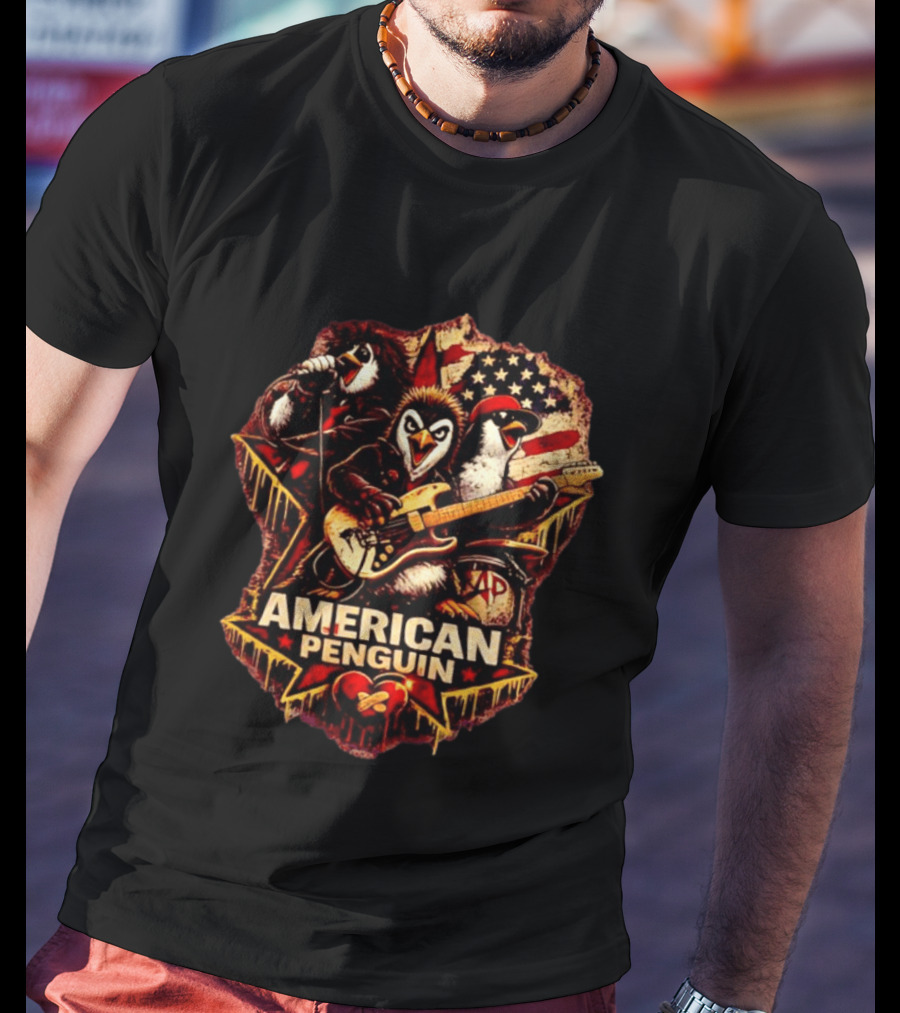 American Penguin Rock Band Stars And Stripes T-Shirt