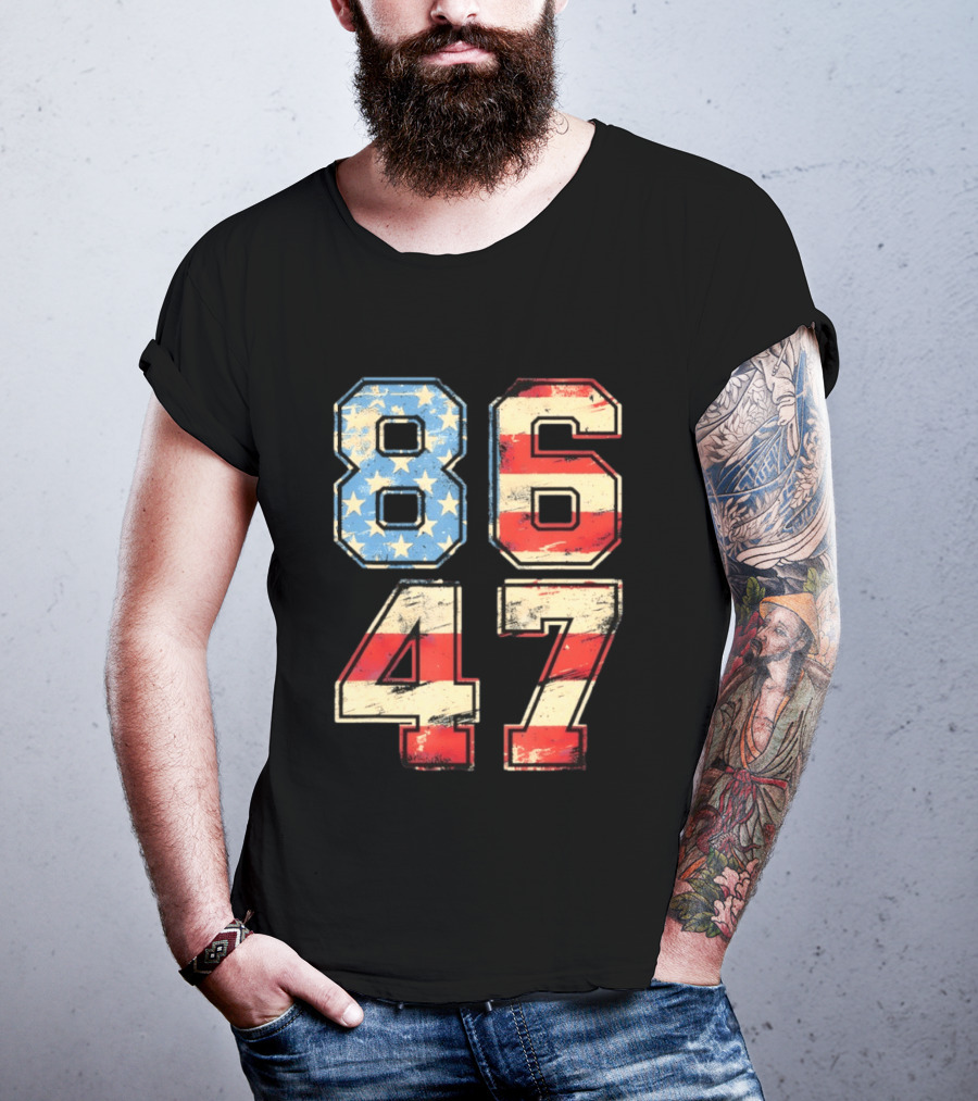 Anti ICE Subtle FDT Democrat 8647 American Flag Numbers T-Shirt