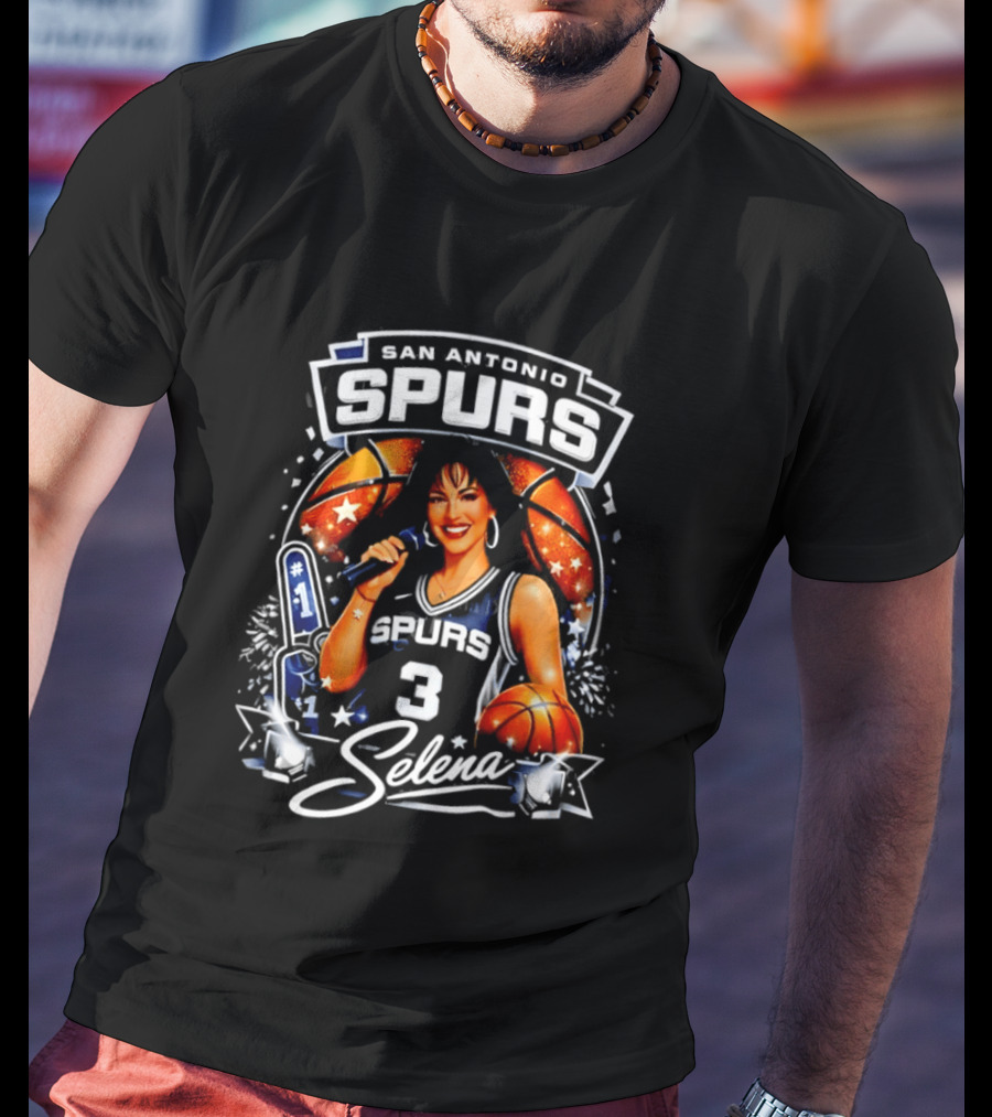 San Antonio Spurs Selena Basketball Number 3 Fan T-Shirt