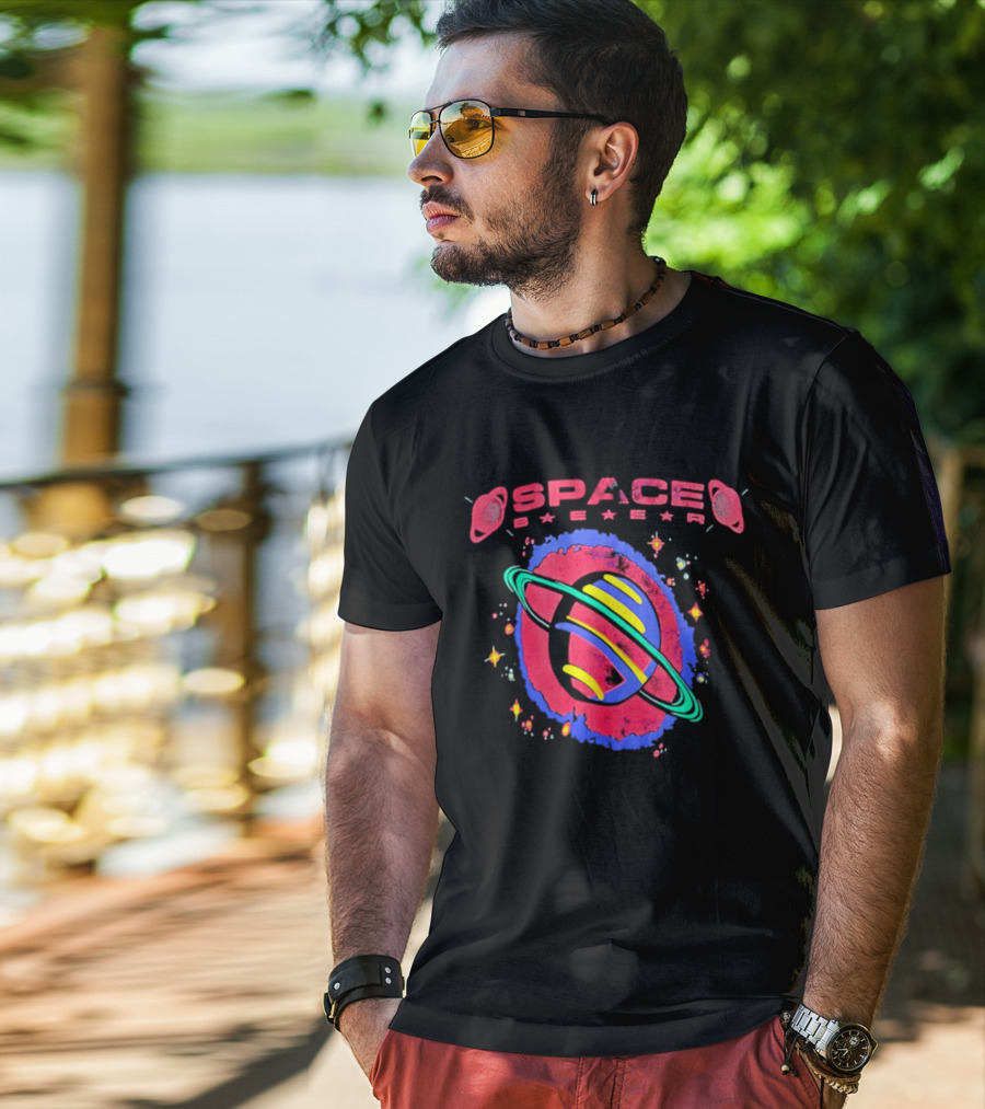 Space Baer Saturn Planet Cosmic Stars Aesthetic Universe 2026 T-Shirt