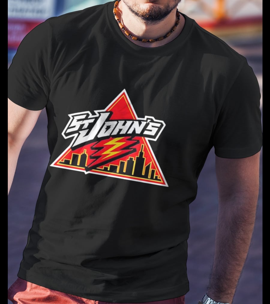 St John's City Skyline Triangle Lightning Bolt T-Shirt