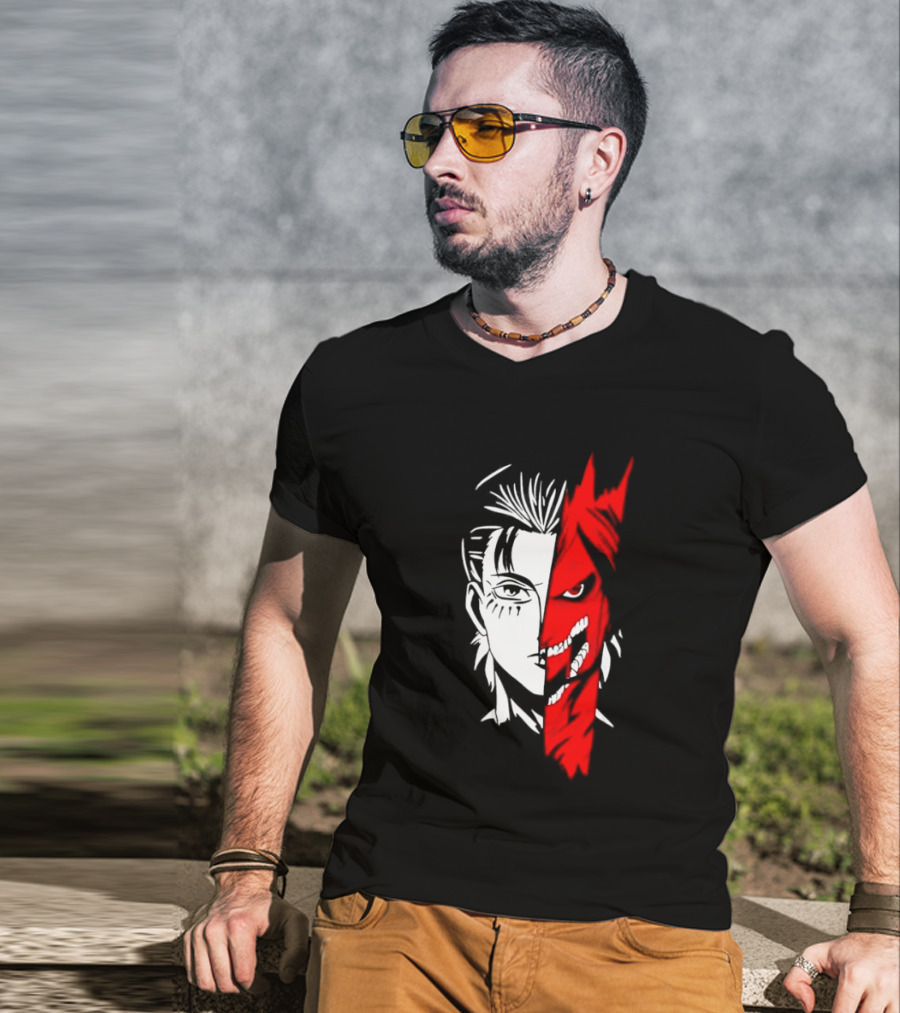 Eren Yeager Attack Titan Split Face The Rumbling 2026 Anime Manga T-Shirt