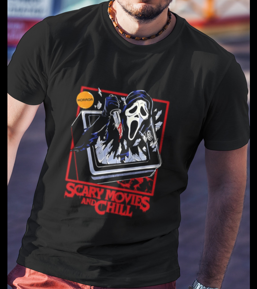 Ghostface Scream Horror Movie Breaking TV Scary Movies And Chill 2026 T-Shirt