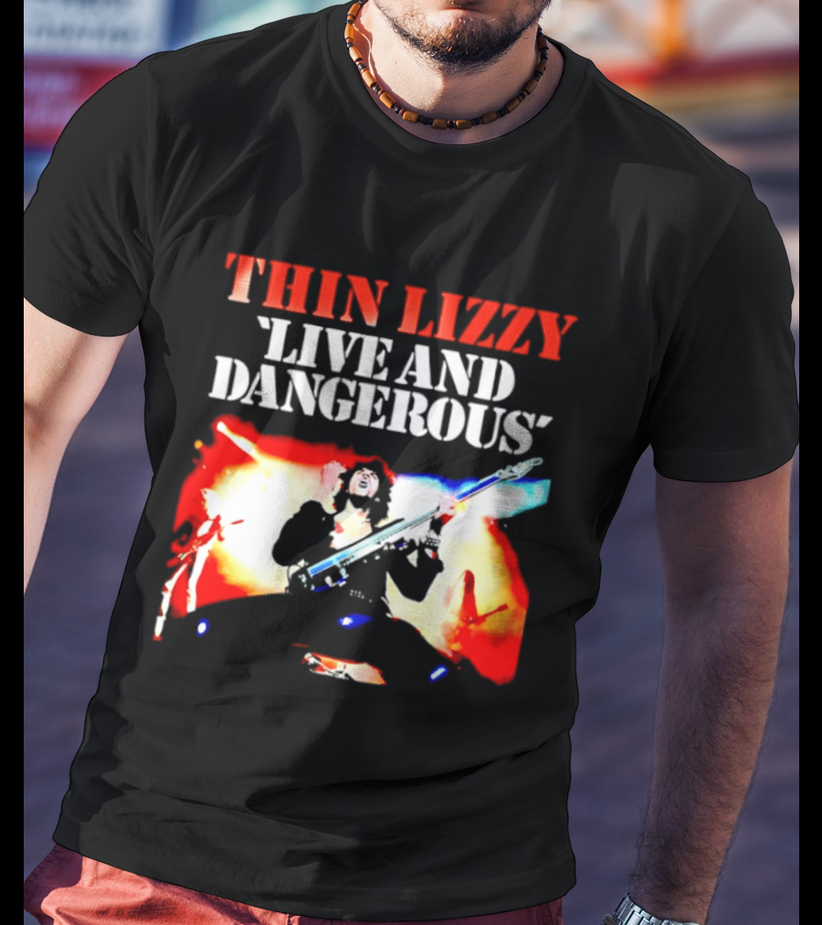 Thin Lizzy Live And Dangerous Cover Classic Rock Band Album T-Shirt