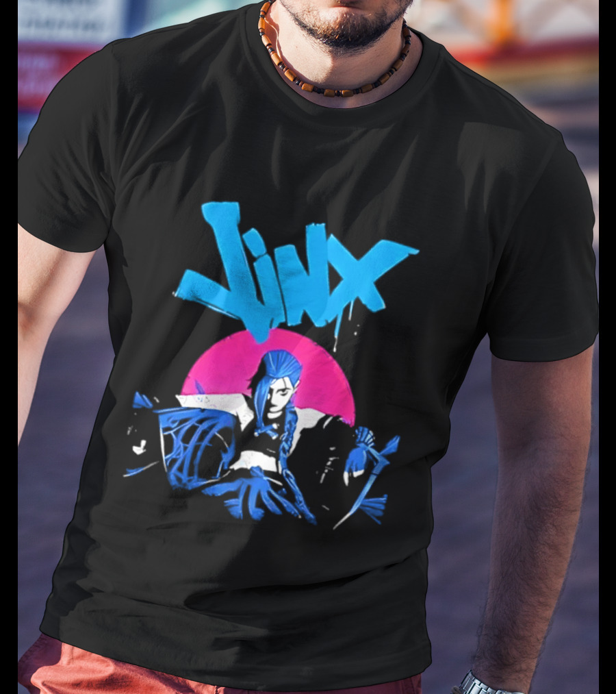 Jinx Blue Hair Graffiti Unleashed Power Arcane League Of Legends 2026 Season 2 Anticipation T-Shirt