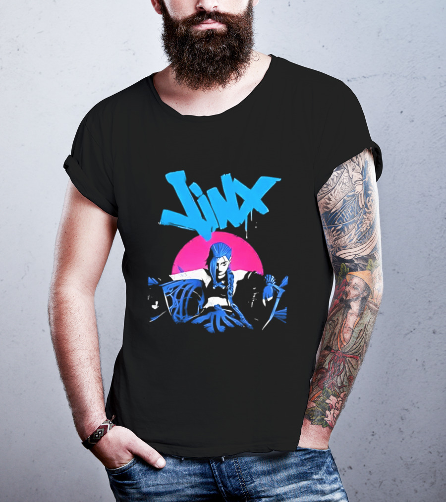 Jinx Blue Hair Graffiti Unleashed Power Arcane League Of Legends 2026 Season 2 Anticipation T-Shirt
