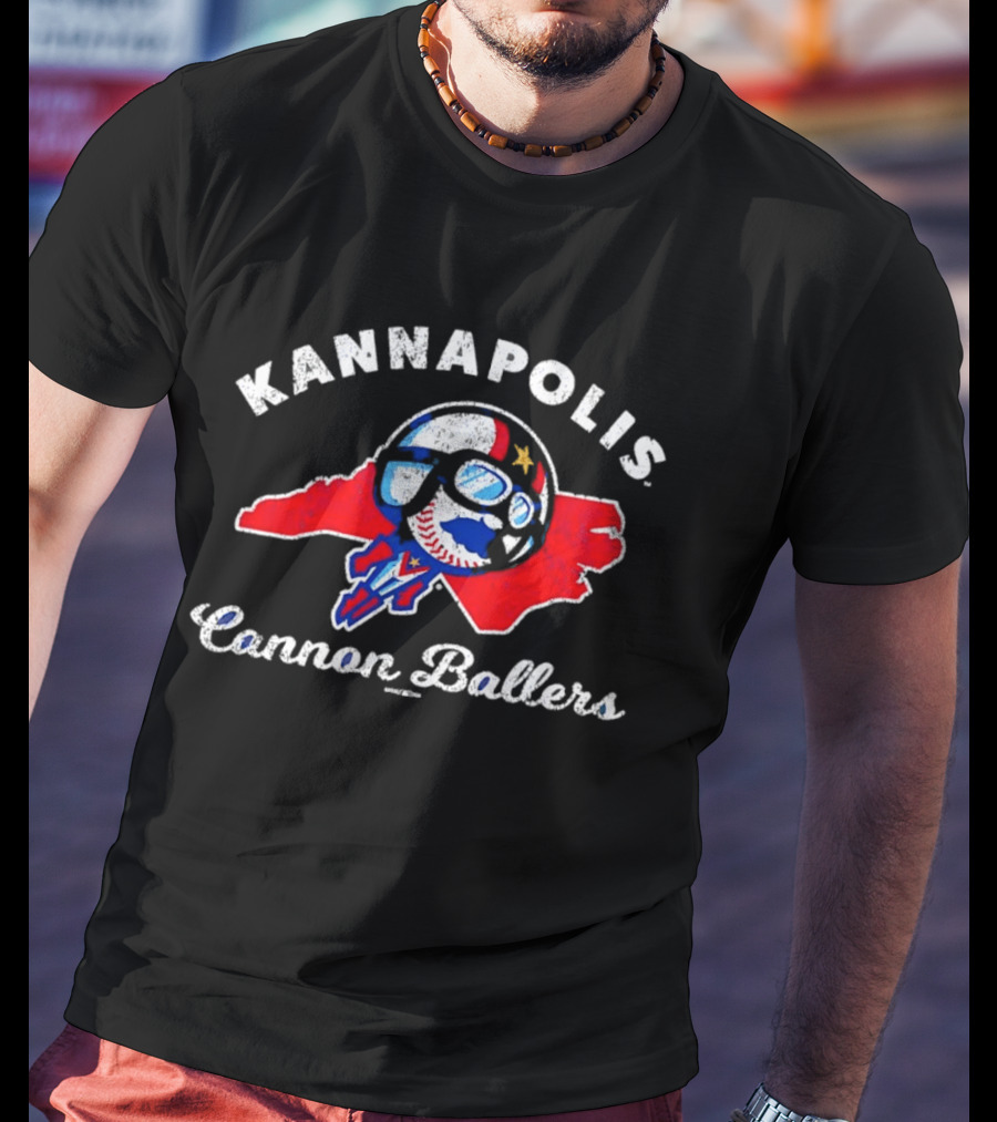 Kannapolis Cannon Ballers Baseball Skull North Carolina Map T-Shirt