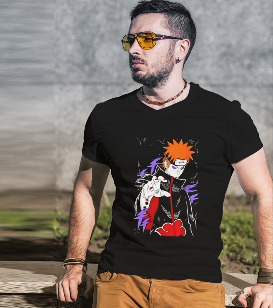 Naruto Shippuden Pain Akatsuki Rinnegan Almighty Push Anime 2026 Trend T-Shirt