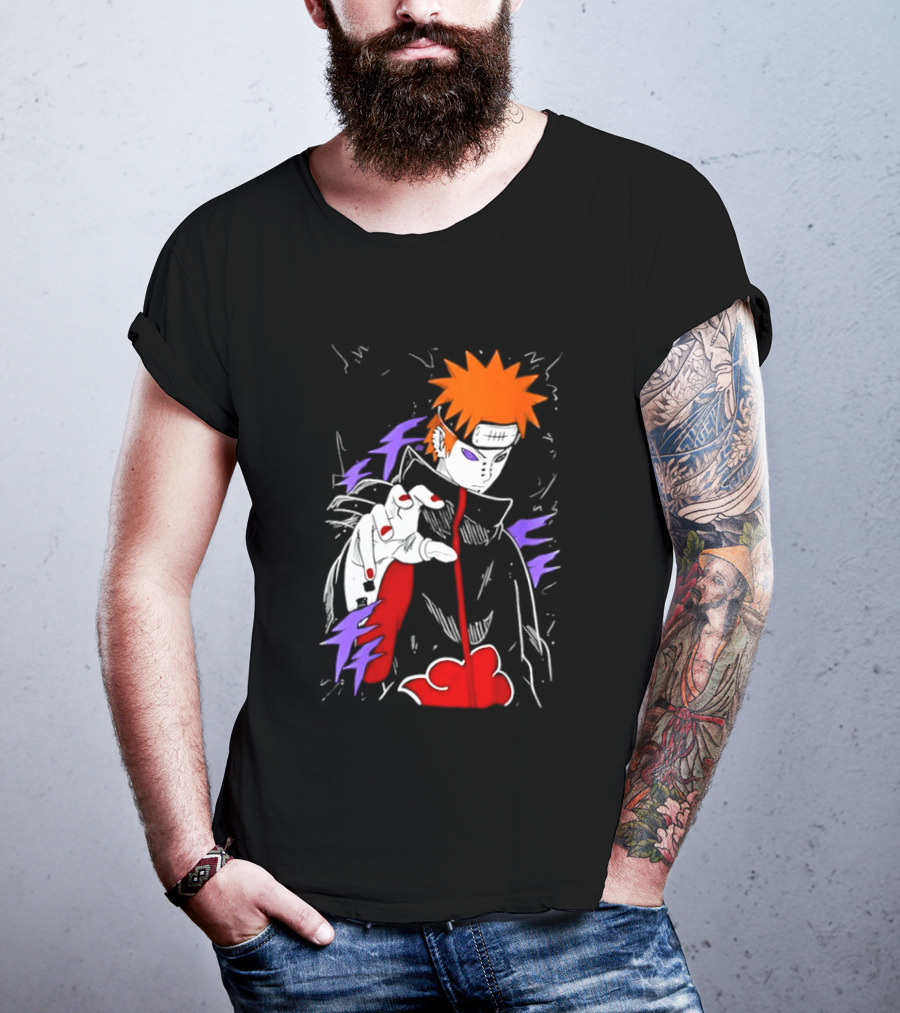 Naruto Shippuden Pain Akatsuki Rinnegan Almighty Push Anime 2026 Trend T-Shirt