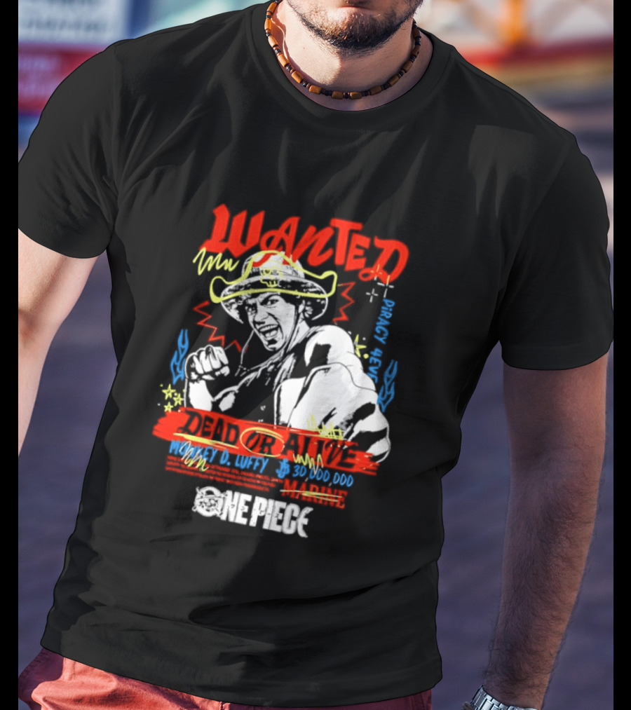 One Piece Monkey D. Luffy Wanted Dead Or Alive 30 Million Berries Bounty Straw Hat Pirate 2026 T-Shirt