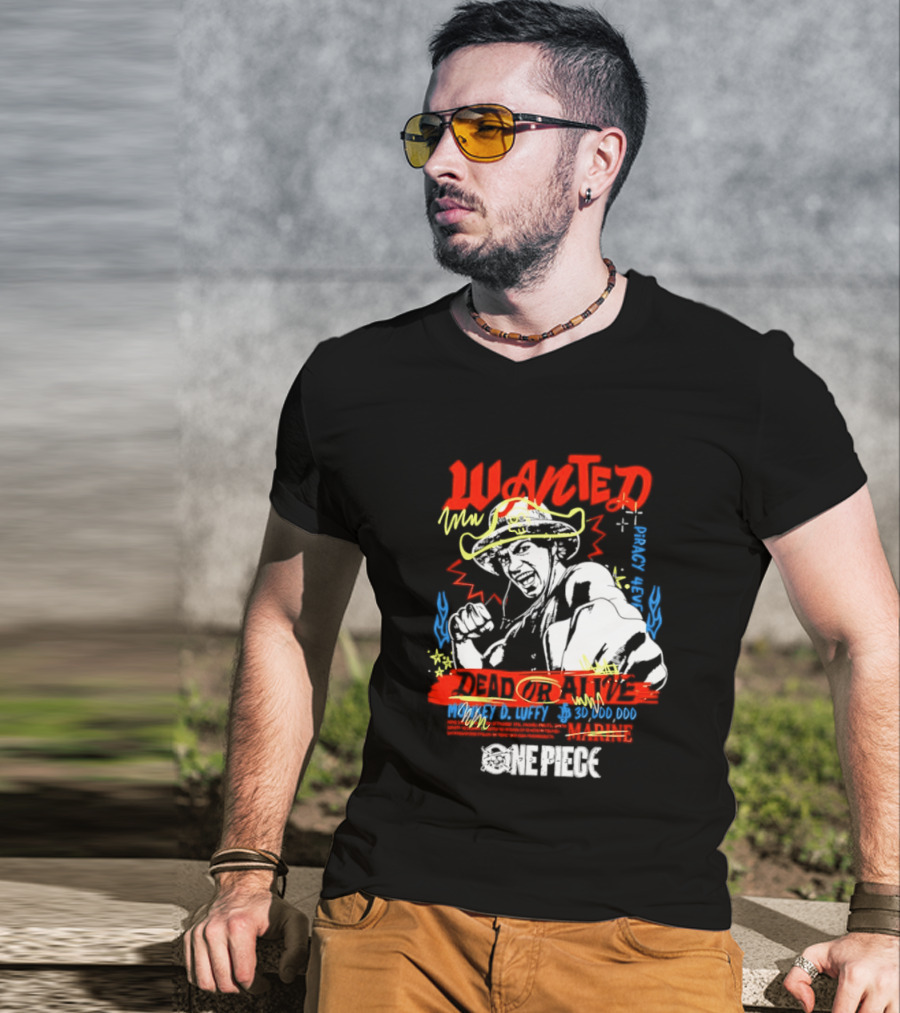 One Piece Monkey D. Luffy Wanted Dead Or Alive 30 Million Berries Bounty Straw Hat Pirate 2026 T-Shirt