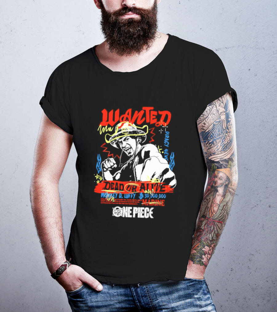 One Piece Monkey D. Luffy Wanted Dead Or Alive 30 Million Berries Bounty Straw Hat Pirate 2026 T-Shirt