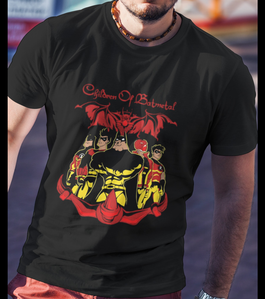 Children Of Batmetal Batman Robins Heavy Metal Characters Demonic Bat T-Shirt