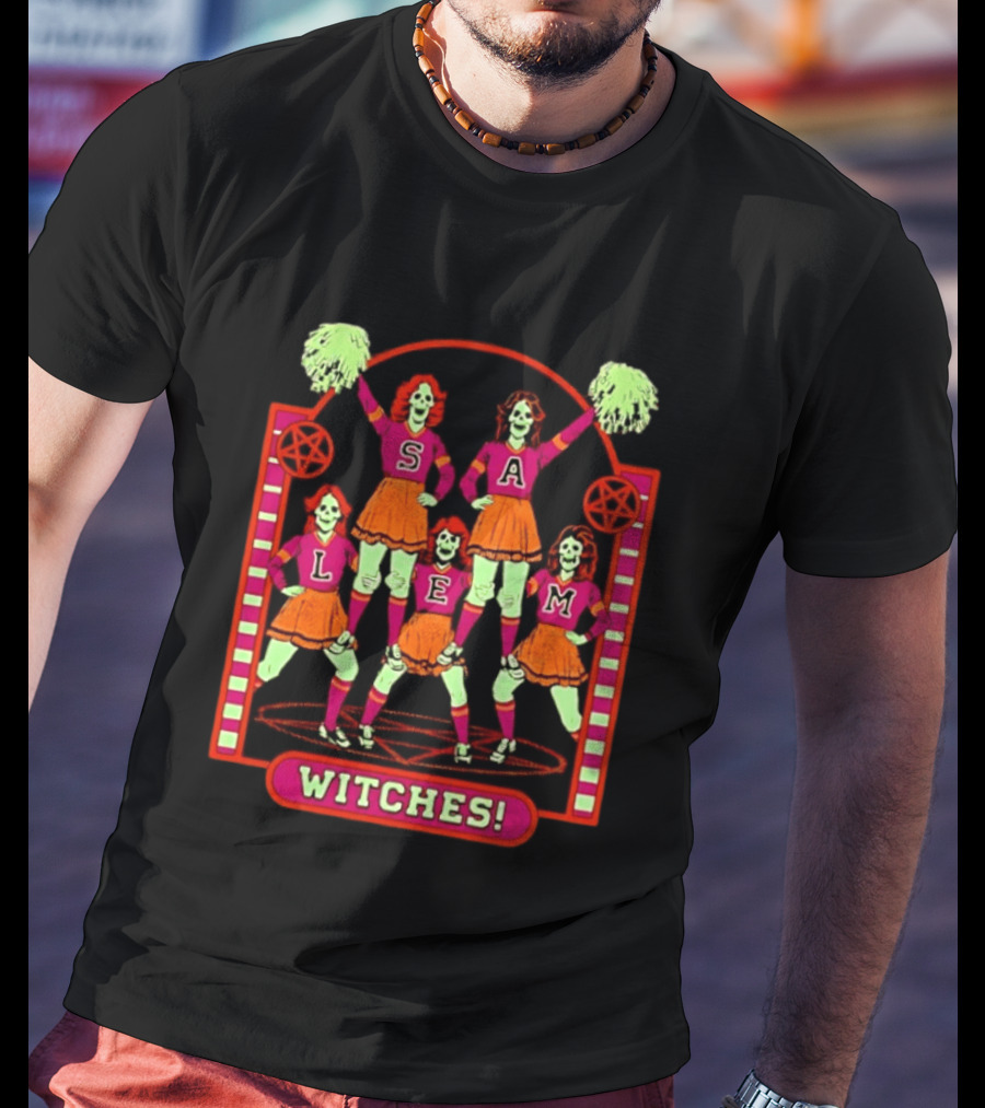 Salem Witches Cheerleader Skeletons Pentagram Halloween 2026 T-Shirt